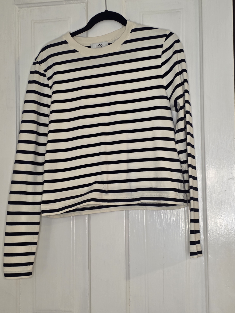 COS Black & Cream Striped Long-Sleeve Crewneck